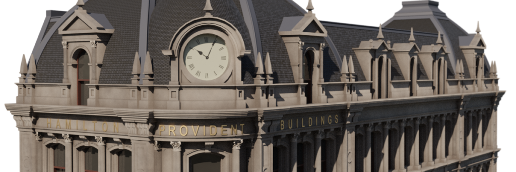 Hamilton Provident and Loan Building Clock detail